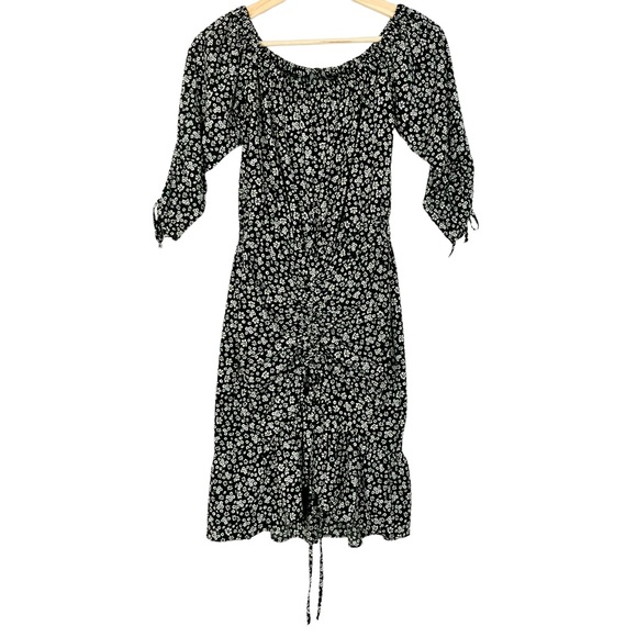 Zara Floral Off The Shoulder Drawstring Mini Dress - Picture 4 of 12